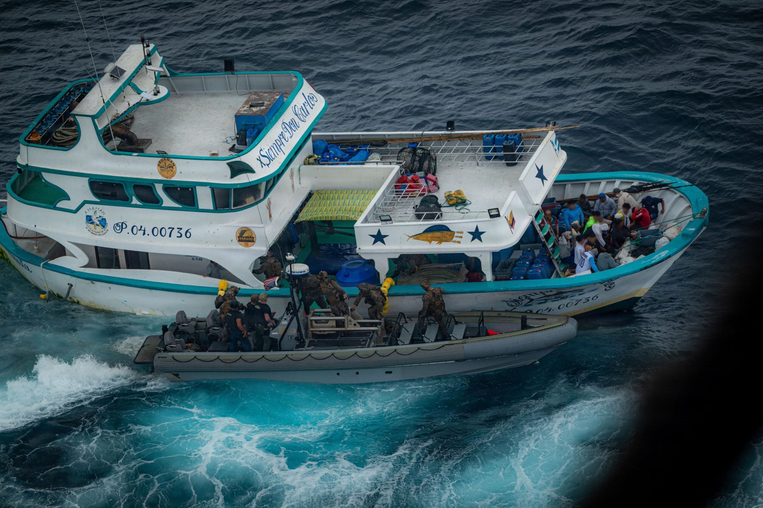 US Marines Board and Sink Los Choneros Floating Refueling Station
