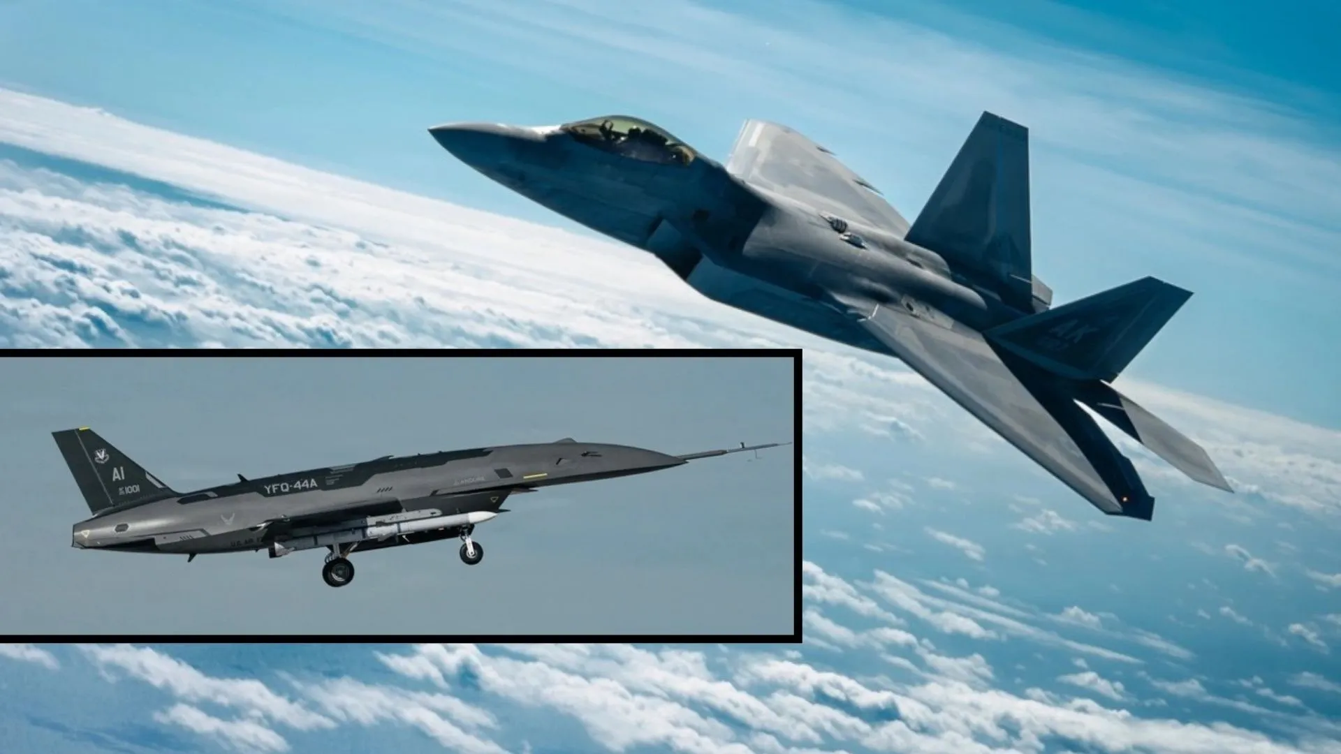 US Air Force F-22 Pilot Directs YFQ-44A Fury CCA Through Simulated Combat Tasks in Flight