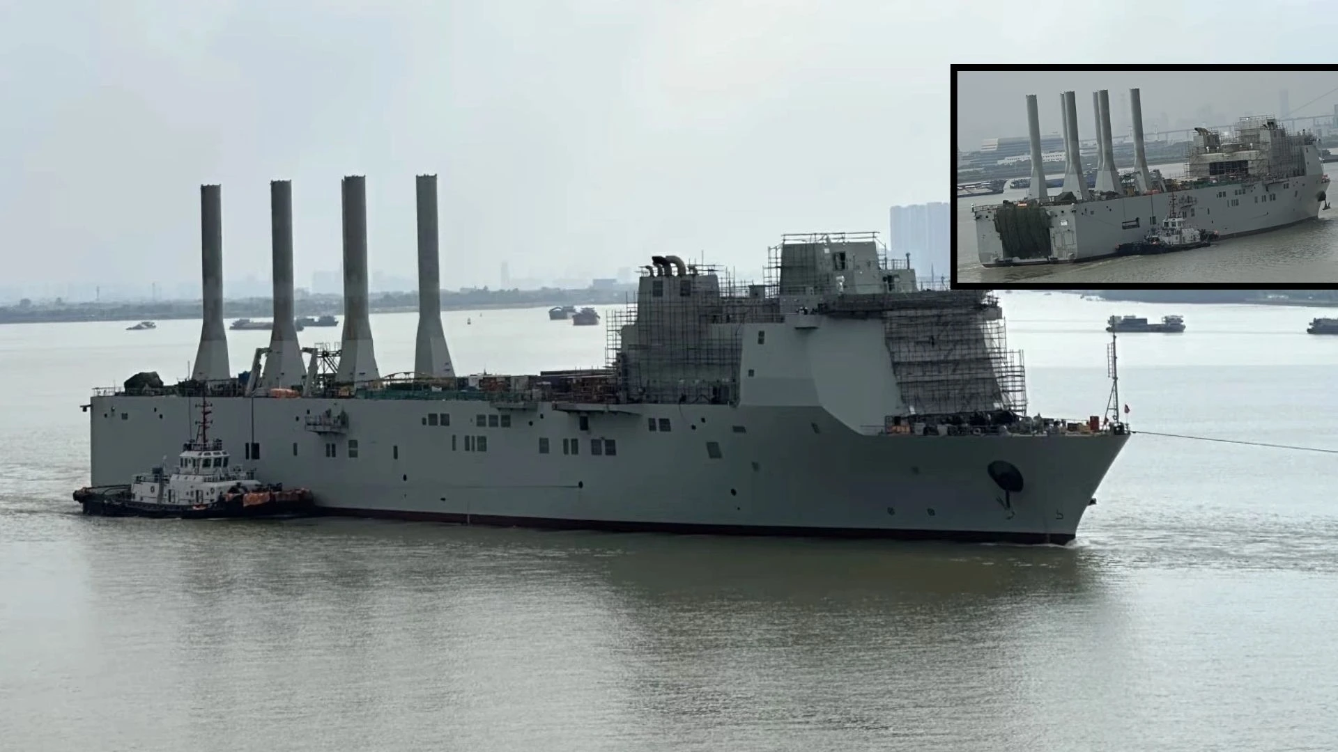 China’s Second Suspected UUV Mothership Emerges in Guangzhou With Six Stern Masts