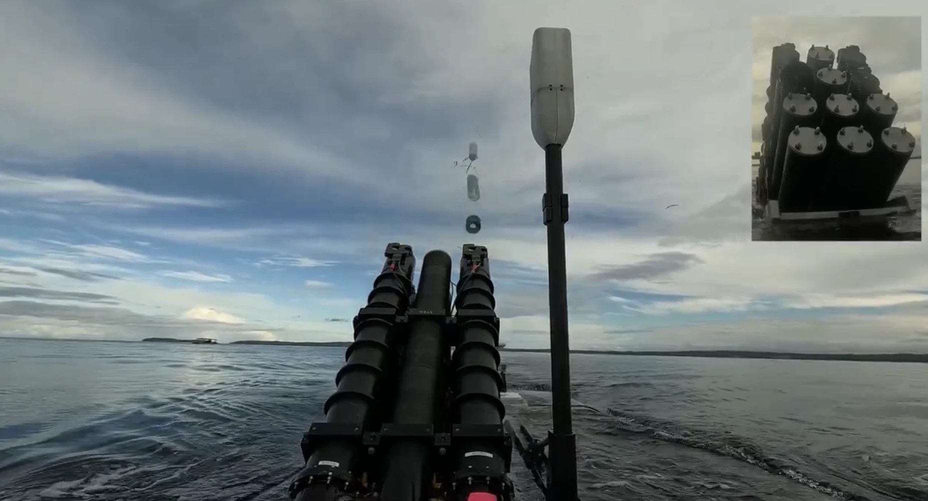 Australia’s Ghost Shark Uncrewed Sub Launches Altius Drone From 12-Tube Launcher