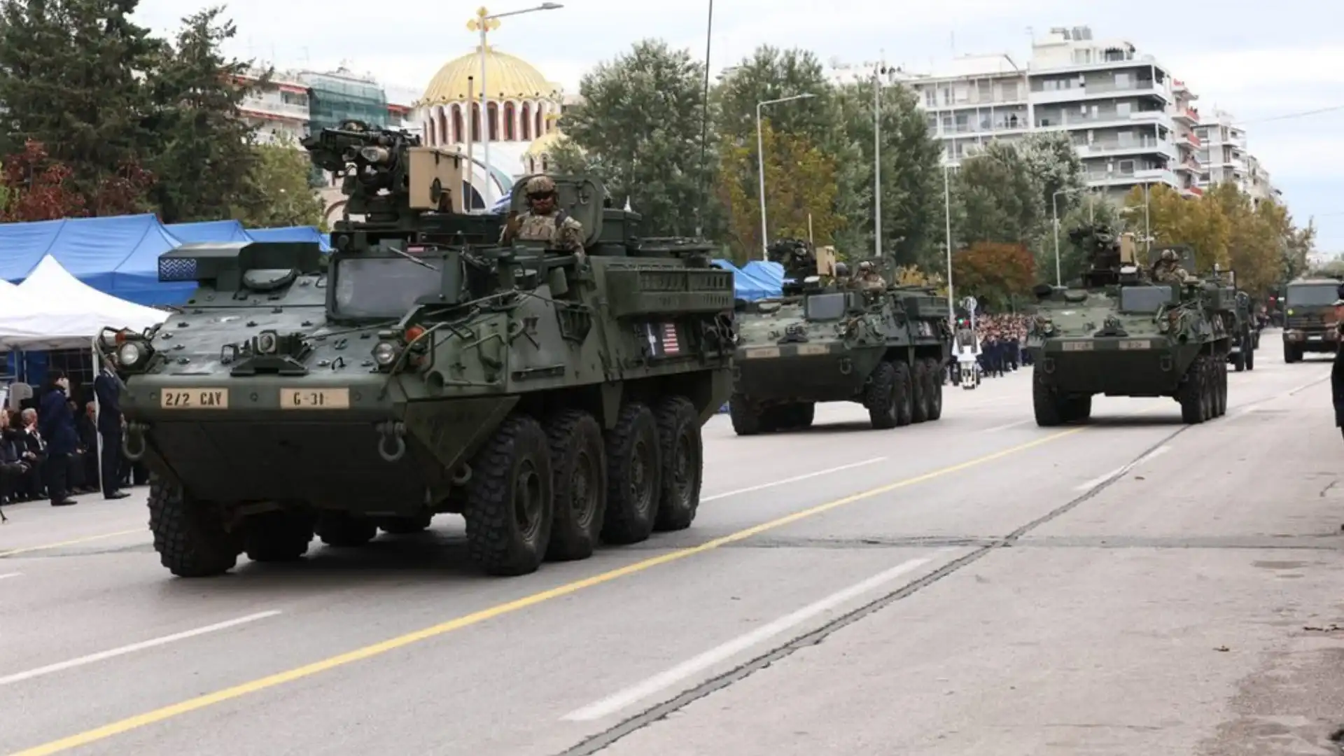 Greece Unveils Achilles Shield Air Defenses and US Stryker Armored Vehicles at Thessaloniki Parade